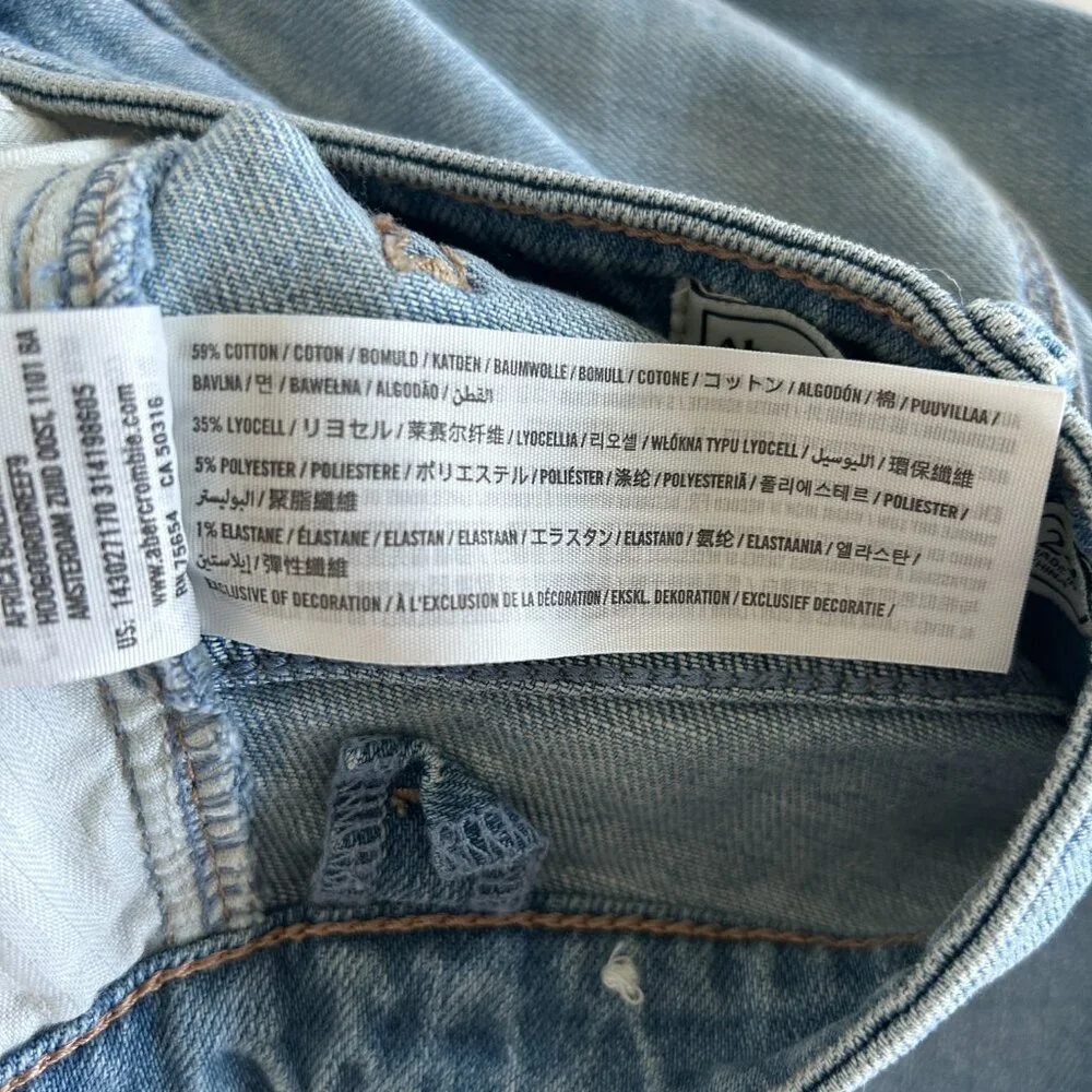 Abercrombie & Fitch Jean Skirt Pencil Raw Hem Denim Stretch Light Wash